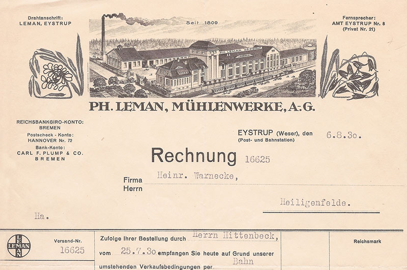 Rechnungskopf von 1930
